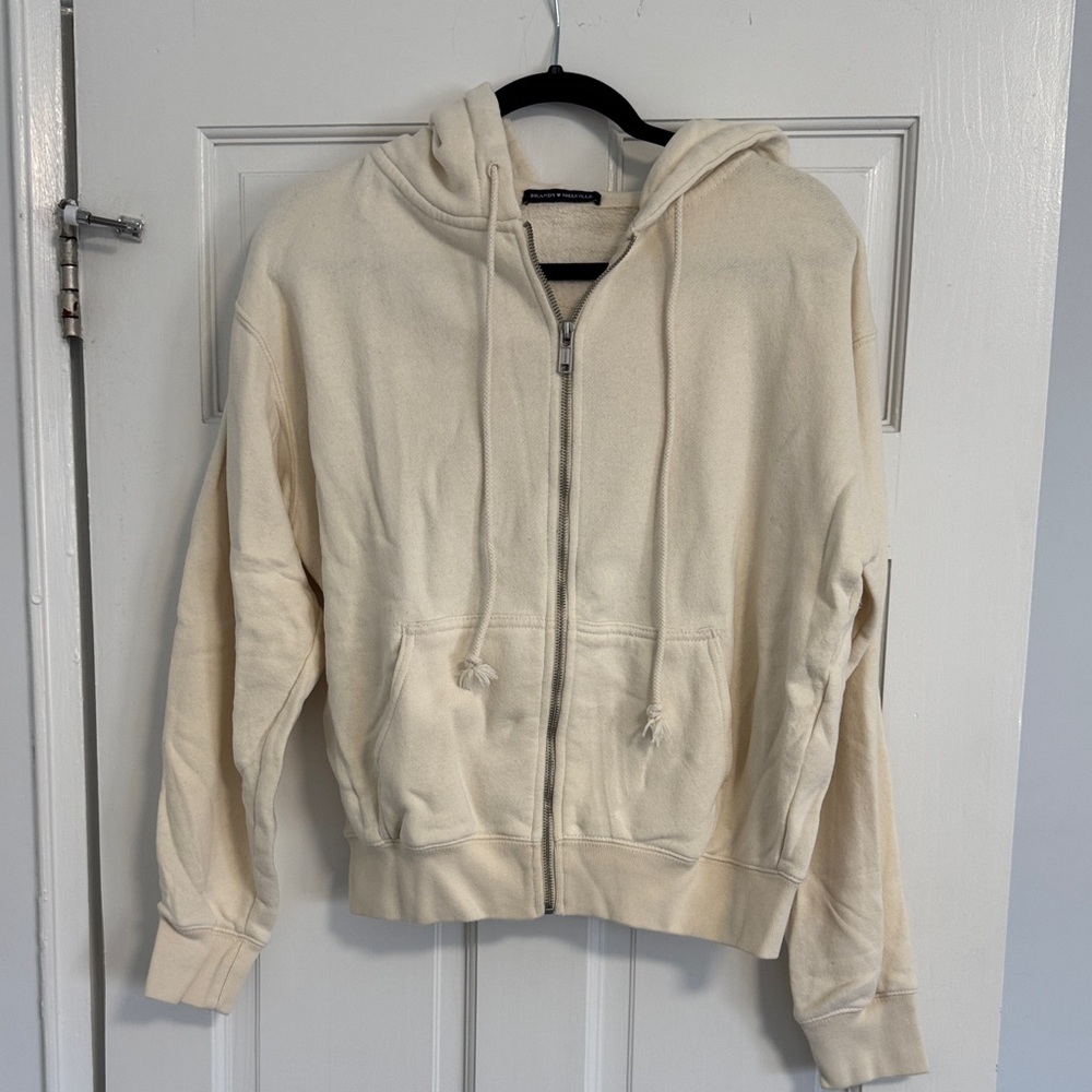 Brandy Melville Cream Zip-Up Hoodie